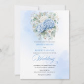 Invitation Stylish Blue Hydrangea Eucalyptus Wedding Invite (Devant)