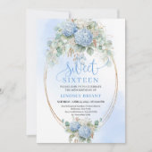 Invitation Stylish Blue Hydrangeas Sweet Sixteen Celebration  (Devant)