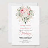 Invitation Stylish Blush Peony Gold Glitter Wedding Invite (Devant)