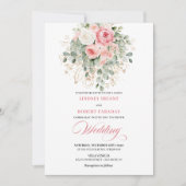 Invitation Stylish Blush Peony Gold Glitter Wedding Invites (Devant)