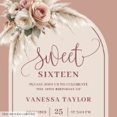 Invitation Stylish Boho Arch Powder Pink Pampas Floral 16th