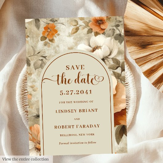 Invitation Stylish Boho Earthy Ivory Olive Save The Date