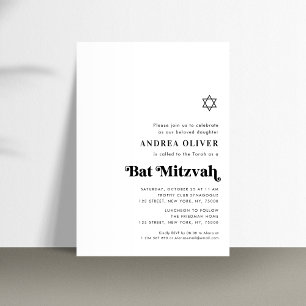 Invitation Stylish Bold Retro Script Minimaliste Bar Mitzvah