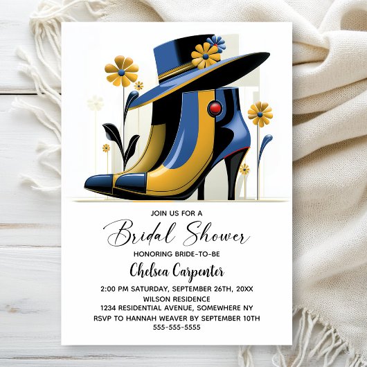 Invitation Stylish Boots and Derby Hat Bridal Shower