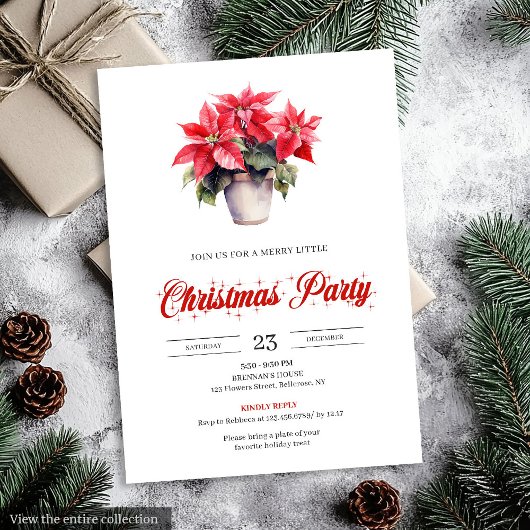 Invitation Stylish Botanical Watercolor Holiday Christmas