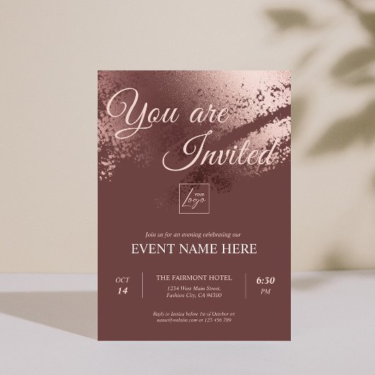 Invitation Stylish bronze editable special event invite