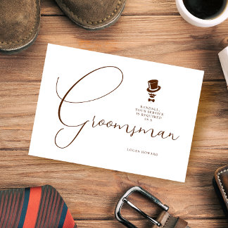 Invitation Stylish Brown Groomsman Wedding Simple Proposal 