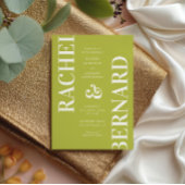 Invitation Stylish Citrus Green Typography QR Code Wedding