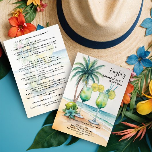 Invitation Stylish Cute tropical Margarita Cocktail Glasses