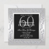 Invitation Stylish Diamonds Silver 60th Wedding Anniversary (Devant)