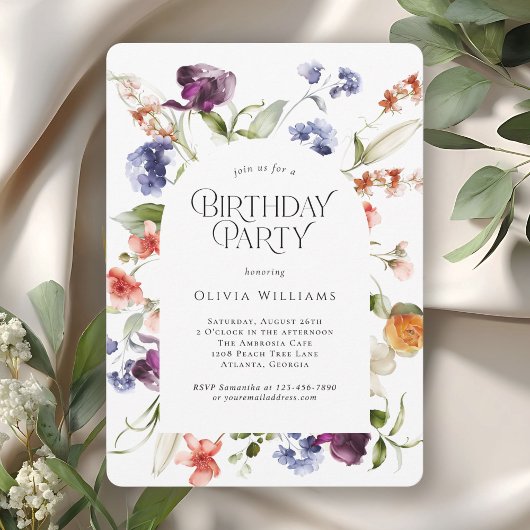 Invitation Stylish Fantasy Floral Birthday Party