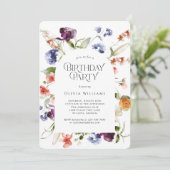Invitation Stylish Fantasy Floral Birthday Party (Debout devant)