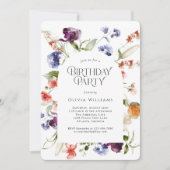 Invitation Stylish Fantasy Floral Birthday Party (Devant)