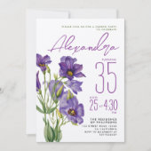 Invitation Stylish Feminine Violet violet Fleurs Botaniques (Devant)
