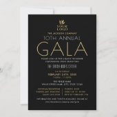Invitation Stylish Gala Custom Event Logo Photo Black Gold (Devant)