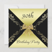 Invitation Stylish Gold & Black Bow Décoratif 30e anniversair (Devant)