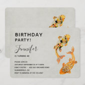Invitation Stylish Gold Koi Fish Anniversaire (Devant / Derrière)