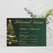 Invitation Stylish Golden Christmas arbre mariage répétition (Debout devant)