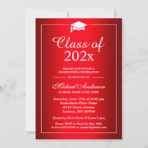Invitation Stylish Gradient Hot Red Classe De Graduation Part