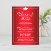 Invitation Stylish Gradient Hot Red Classe De Graduation Part (Debout devant)
