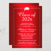 Invitation Stylish Gradient Hot Red Classe De Graduation Part (Devant / Derrière)