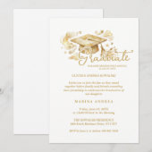 Invitation Stylish Graduate Cap in Beige Tones Graduation  (Devant / Derrière)