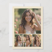 Invitation Stylish Graduation Cap 4-Photo Collage Floral (Dos)