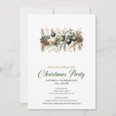 Invitation Stylish Green And Gold Christmas Tree Celebration (Devant)