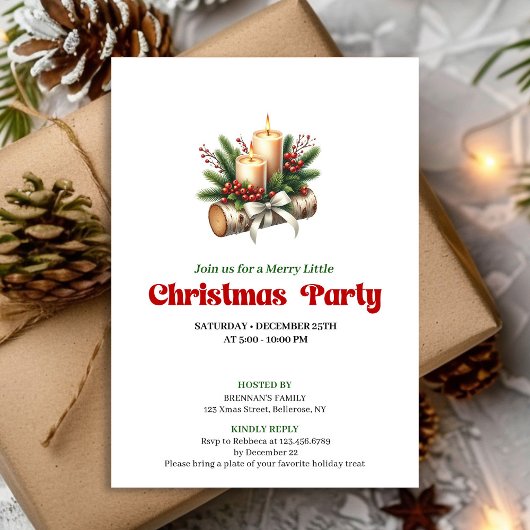 Invitation Stylish Holly Berries Christmas Invite Card
