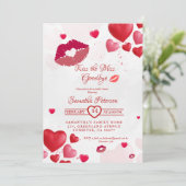 Invitation Stylish  Kiss Miss Goodbye Red Lips Bridal Shower (Debout devant)
