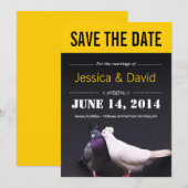 Invitation Stylish Kissing Birds Save the Date Annonce (Devant / Derrière)