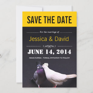 Invitation Stylish Kissing Birds Save the Date Annonce