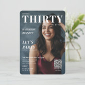 Invitation Stylish Magazine Cover Custom Photo 30th Birthday (Debout devant)