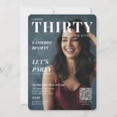Invitation Stylish Magazine Cover Custom Photo 30th Birthday (Devant)