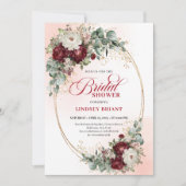 Invitation Stylish Marsala Flowers Eucalyptus Bridal Shower (Devant)