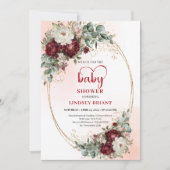 Invitation Stylish Marsala Flowers Greenery Baby Shower Card (Devant)
