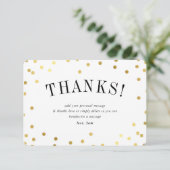 Invitation STYLISH MERCI mignon taches de confetti en or (Debout devant)