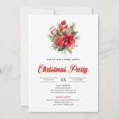 Invitation Stylish Minimalist Christmas Flowers Festive (Devant)