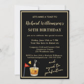 Invitation Stylish Modern Black & Gold 50th Birthday Party (Devant)