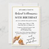 Invitation Stylish Modern Black & Gold 50th Birthday Party (Devant)