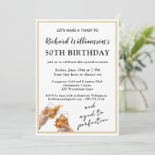 Invitation Stylish Modern Black & Gold 50th Birthday Party (Debout devant)