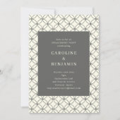 Invitation Stylish Modern Geometric Line Art Gray Engagement (Devant)