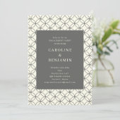 Invitation Stylish Modern Geometric Line Art Gray Engagement (Debout devant)