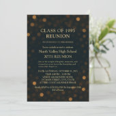 Invitation Stylish Navy Gold Bokeh 30th Class Reunion (Debout devant)