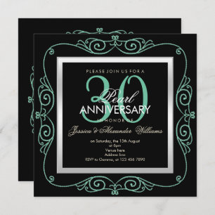 Invitation Stylish Pearl encadré 30e anniversaire de Mariage