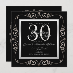 Invitation Stylish Pearl encadré 30e anniversaire de Mariage