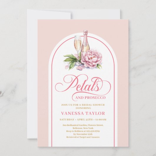 Invitation Stylish petals and prosecco invite digital file (Devant)