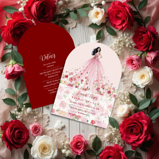 Invitation Stylish Pink Floral Tulle Model Bridal Shower