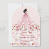 Invitation Stylish Pink Floral Tulle Model Bridal Shower (Devant)