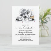 Invitation Stylish Polka Dot High Heel Shoes 100th Birthday (Debout devant)
